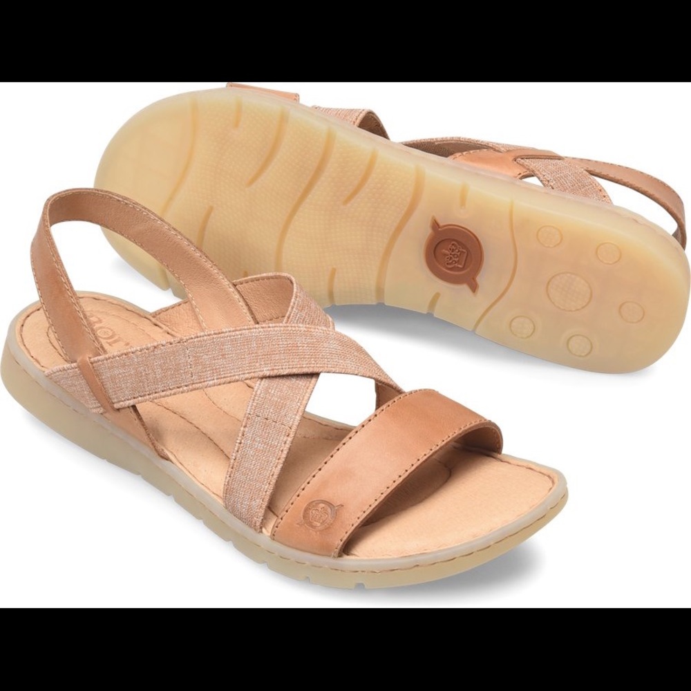 Born Atiana tan cross cross sandals